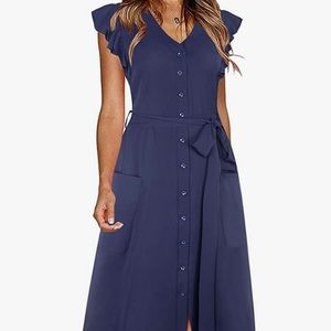Mitilly Navy Sleeveless Midi Dress